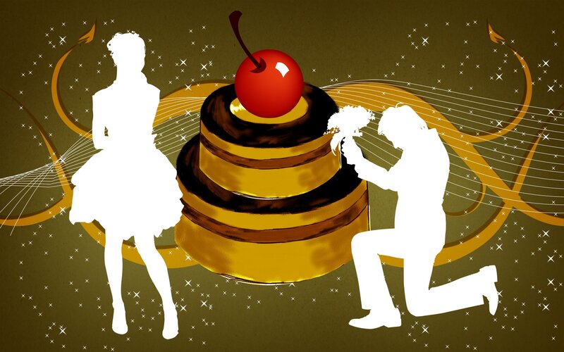proposal with cake and cherry