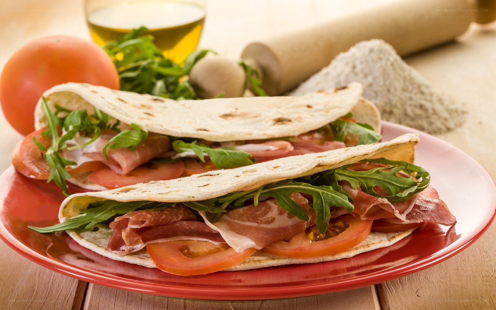 Prosciutto and arugula tortilla