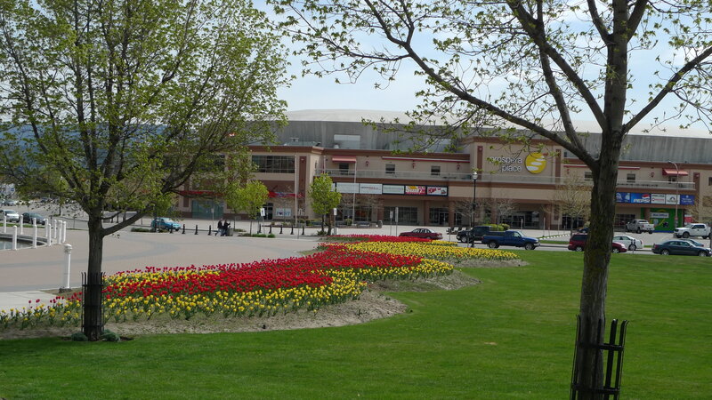 Prospera Place with tulip garden