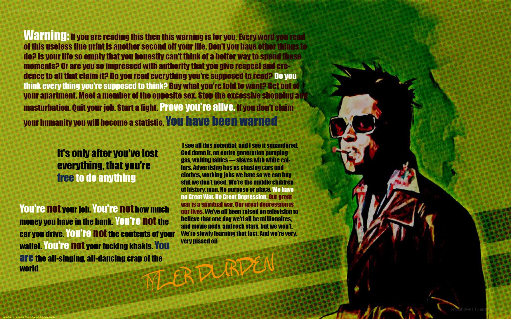 Protest art with warning text