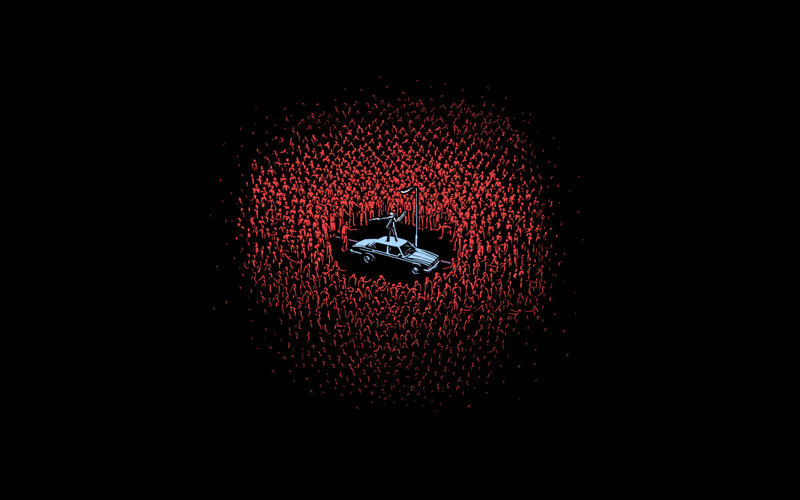 Protest in a sea of red