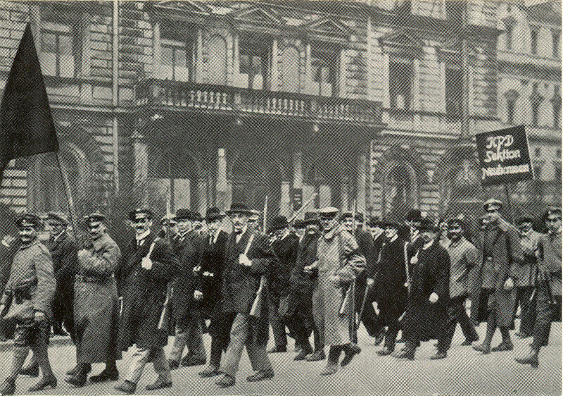 Protest march in urban setting