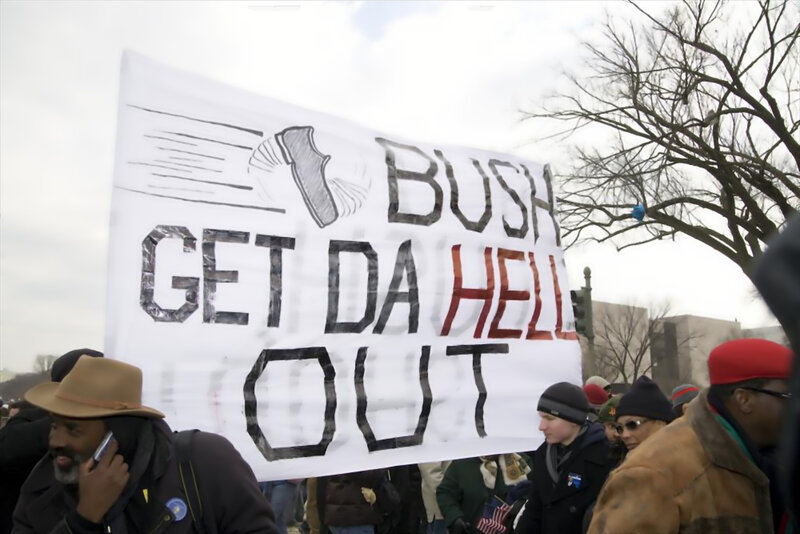 Protest sign against Bush