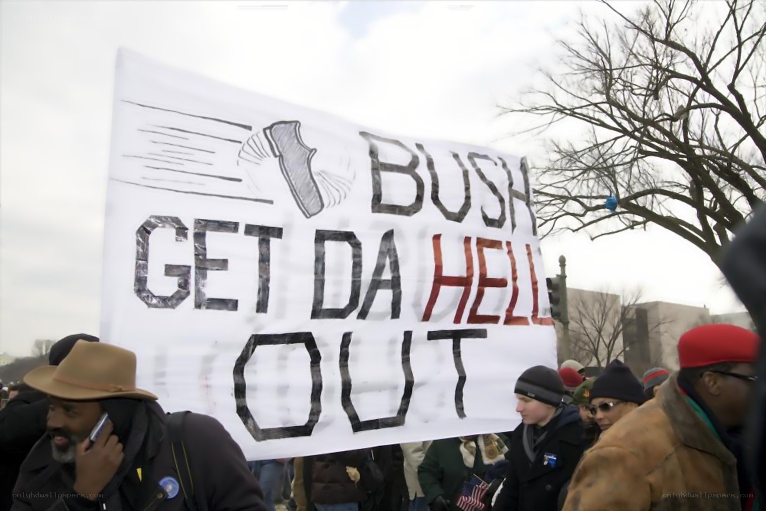 Protest sign against Bush