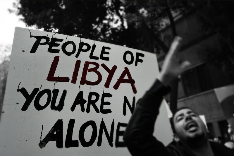 Protest sign for Libya