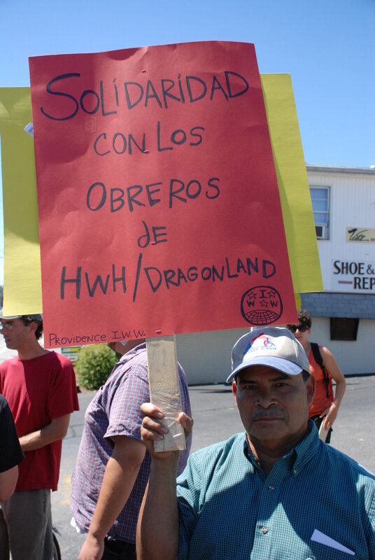 Protest sign for workers solidarity
