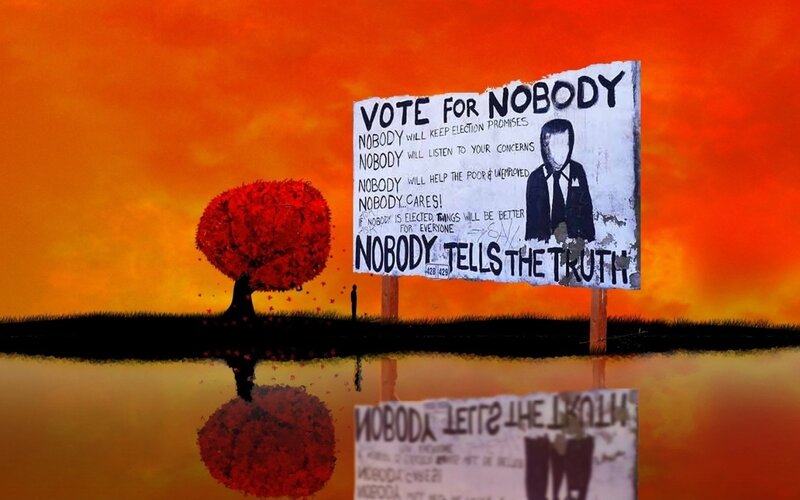 Protest Sign in Sunset