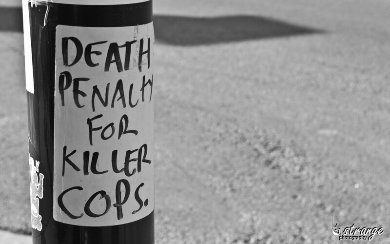 Protest sign on a pole