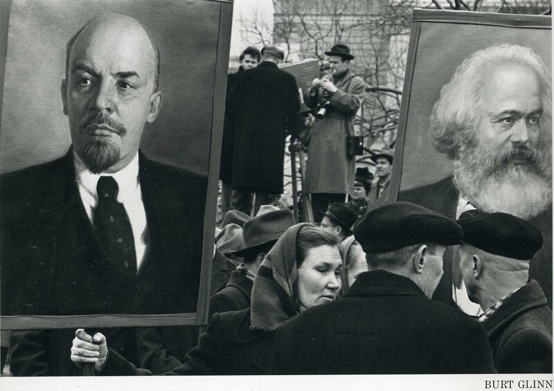 Protest with Lenin and Marx portraits