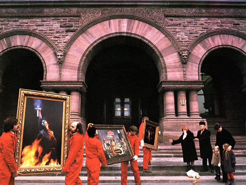 Protest with religious art