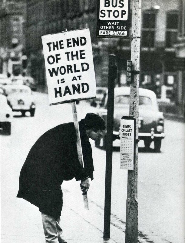 Protester at bus stop