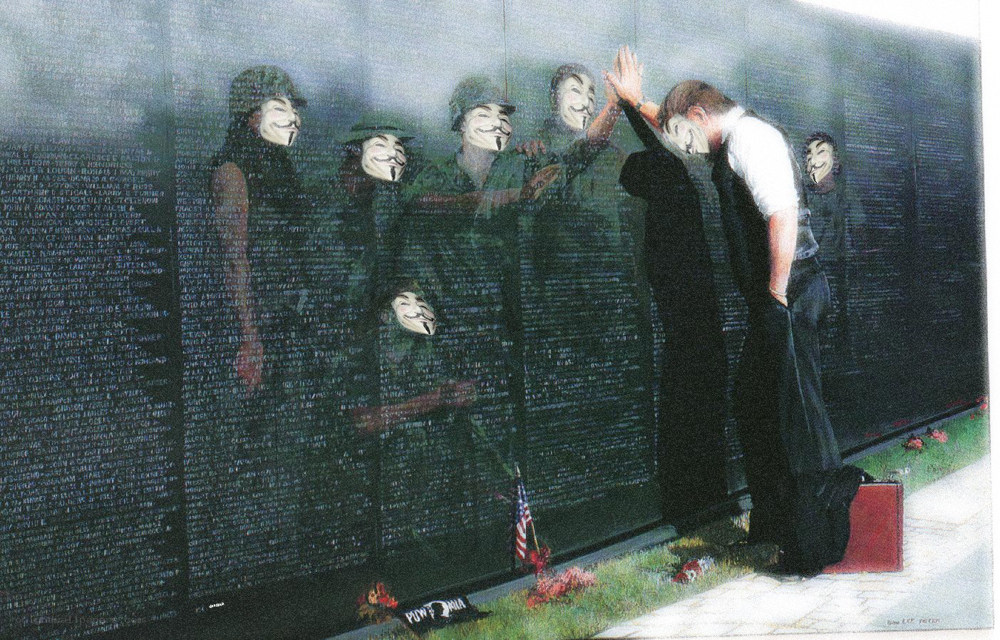 Protesters at Vietnam Veterans Memorial