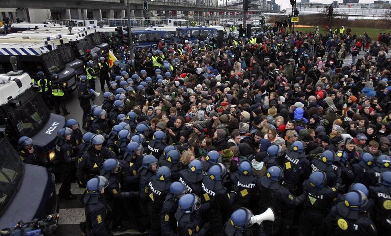 Protesters confront police in city