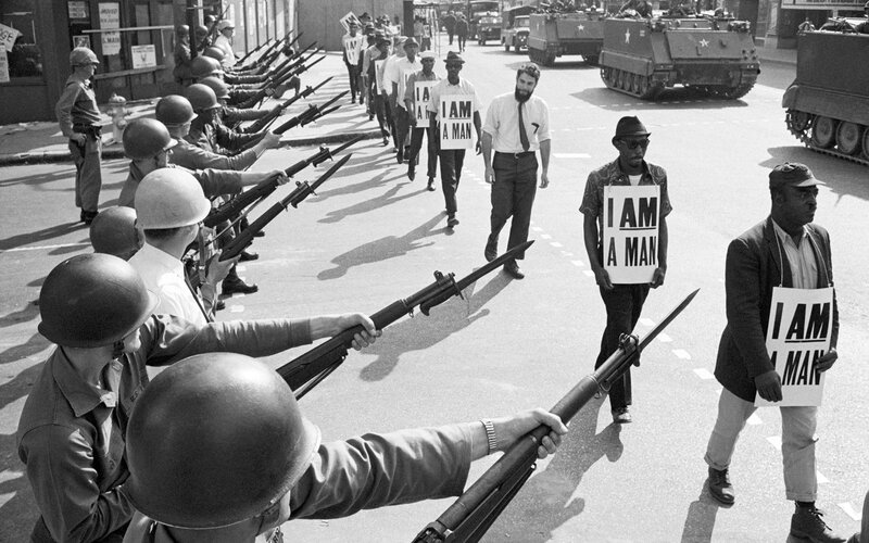 Protesters Facing Soldiers