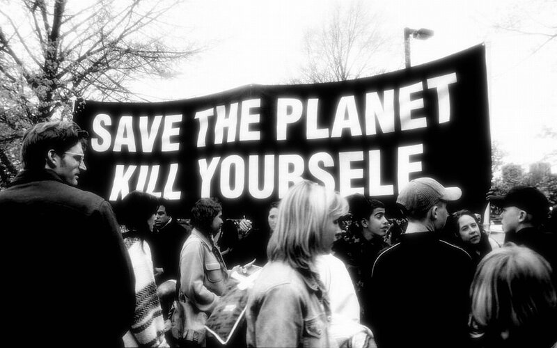 Protesters Holding Banner — Black