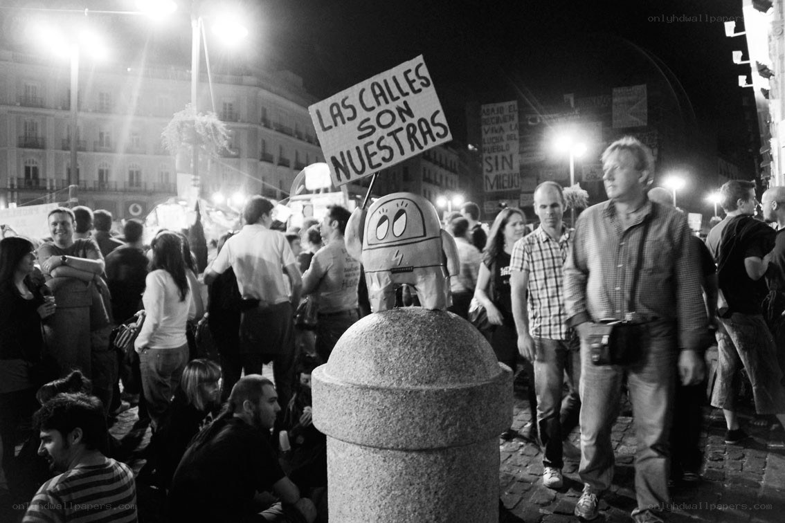 Protesters in a city square