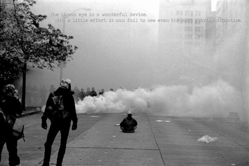 Protesters in tear gas