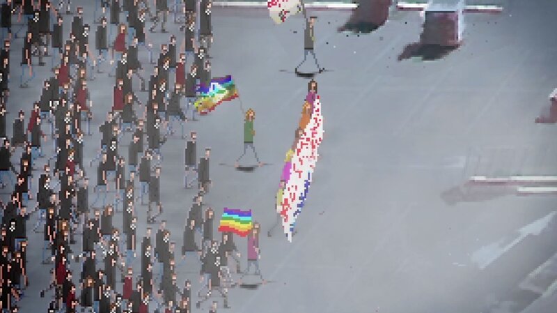Protesters Marching in Street