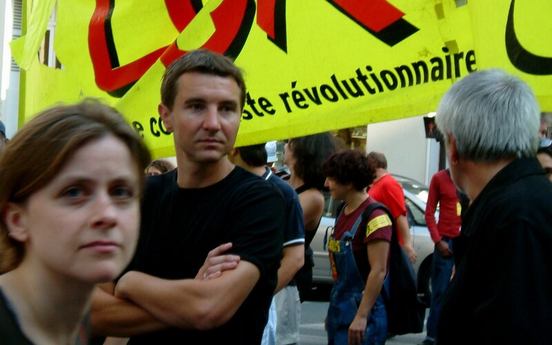 Protesters with banner