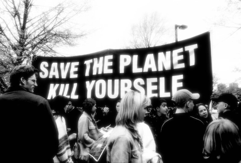 Protesters with Banner — Black