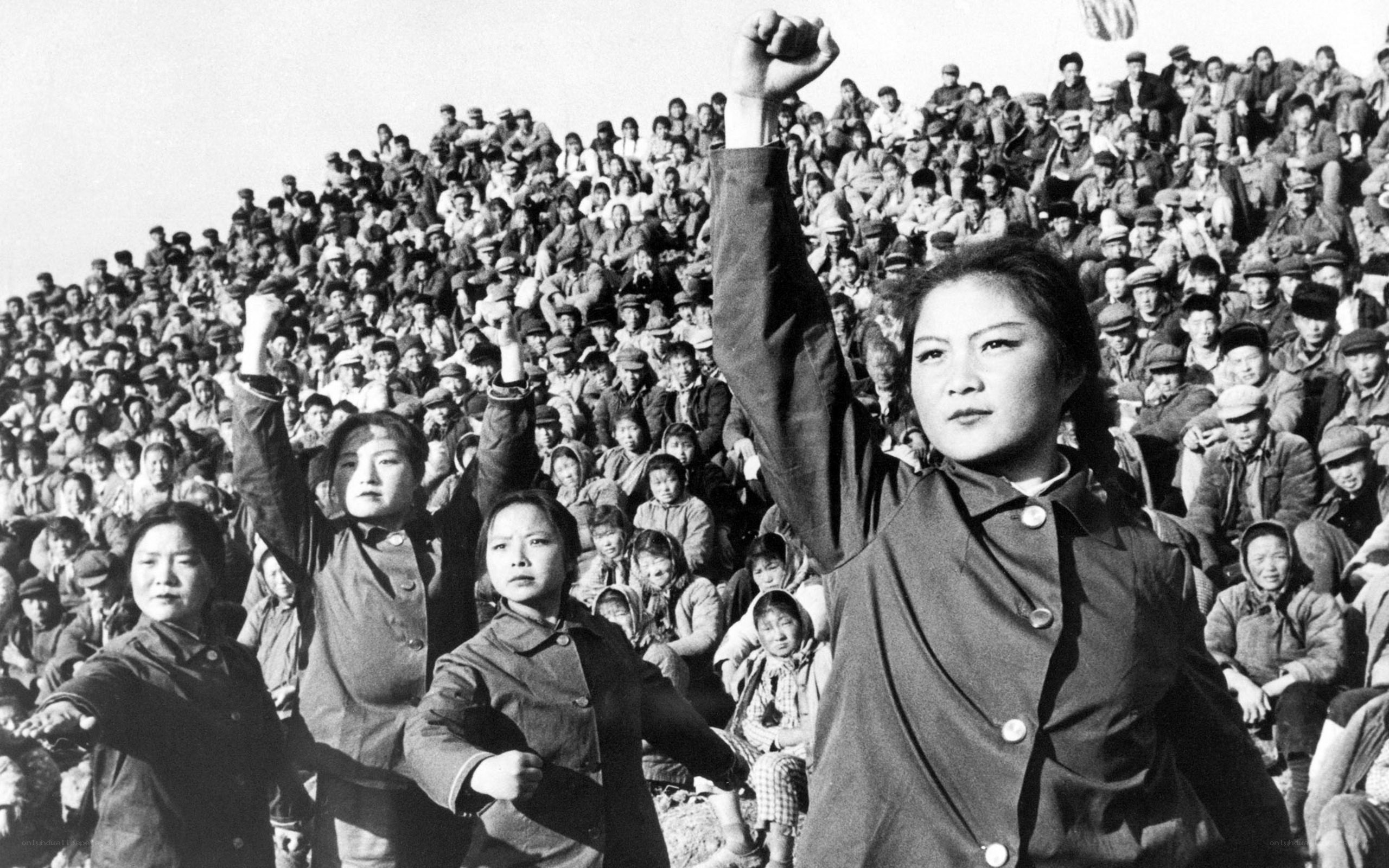 Protesters with raised fists
