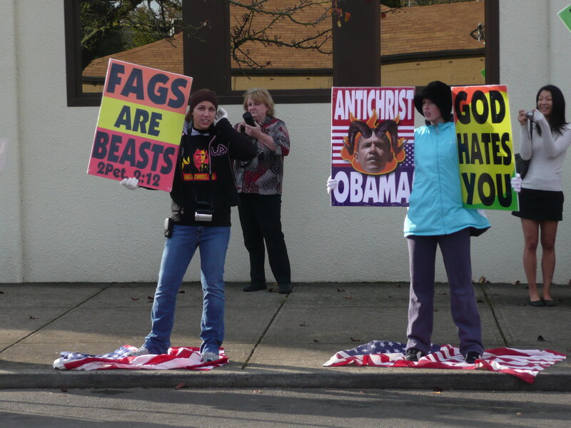 Protesters with signs