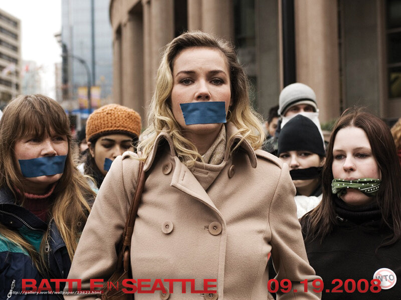 Protesters with Taped Mouths