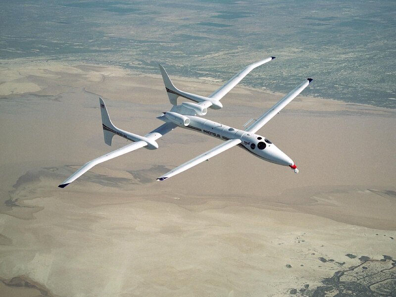 Proteus Aircraft in Flight — White, Serene