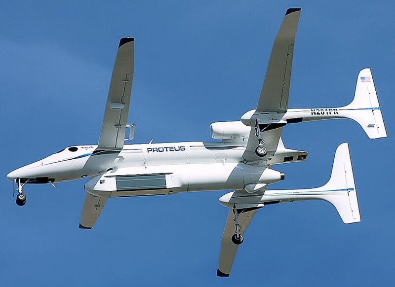 Proteus Aircraft in Flight — White