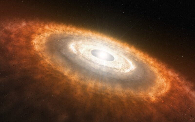 Protoplanetary Disk — Orange, Dramatic, Digital Art