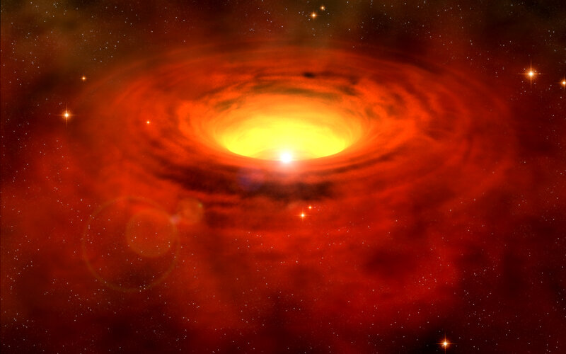 Protostar in Nebula — Red