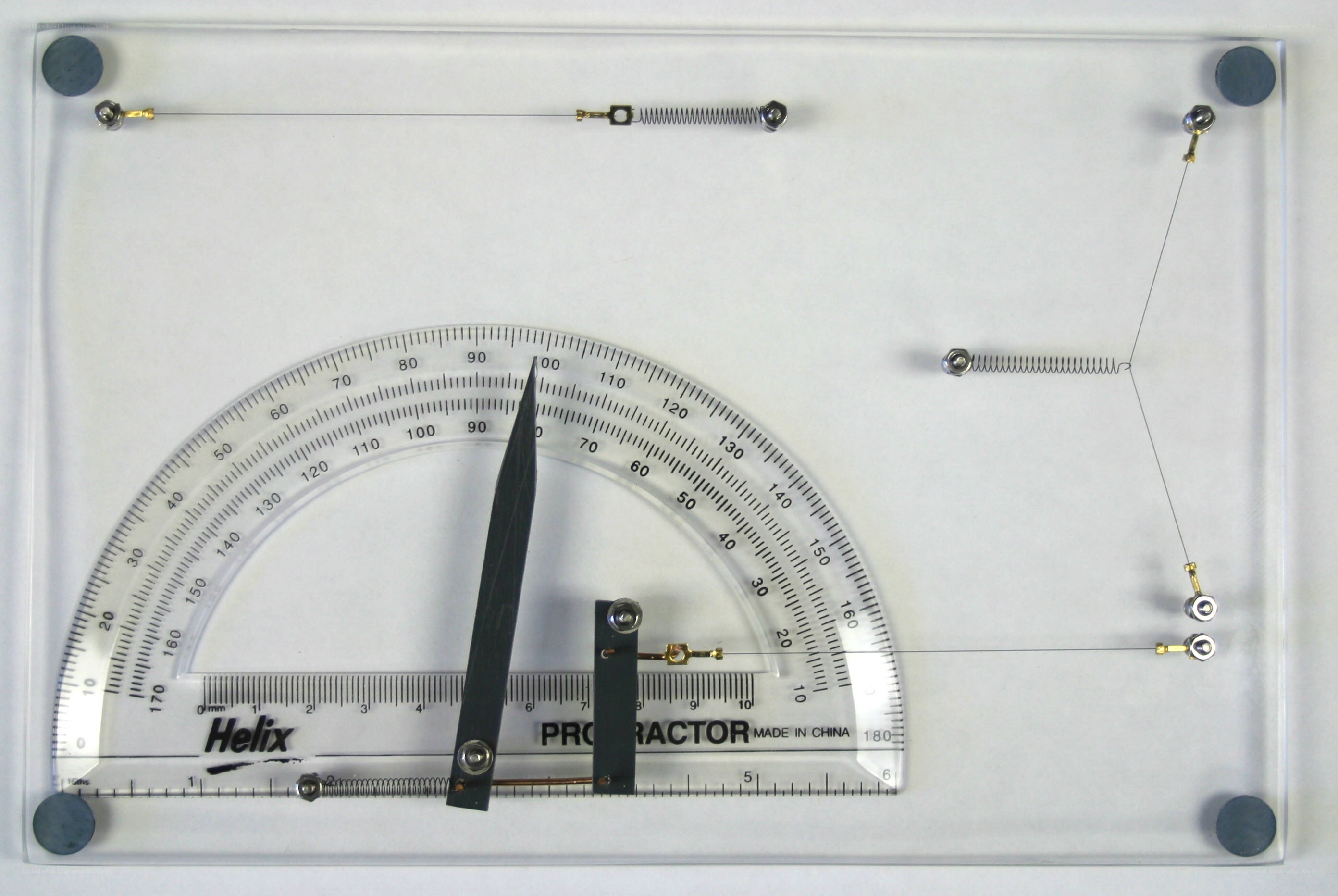 Protractor with springs and wires