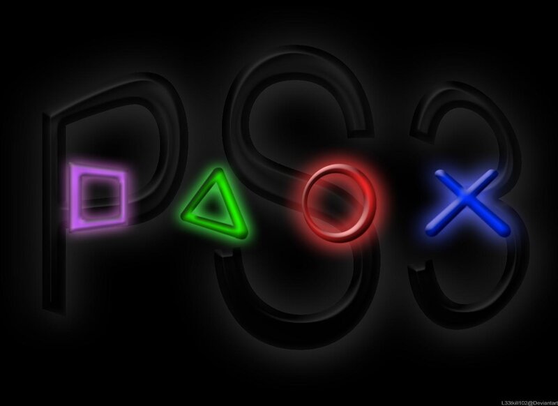 PS3 logo with neon symbols