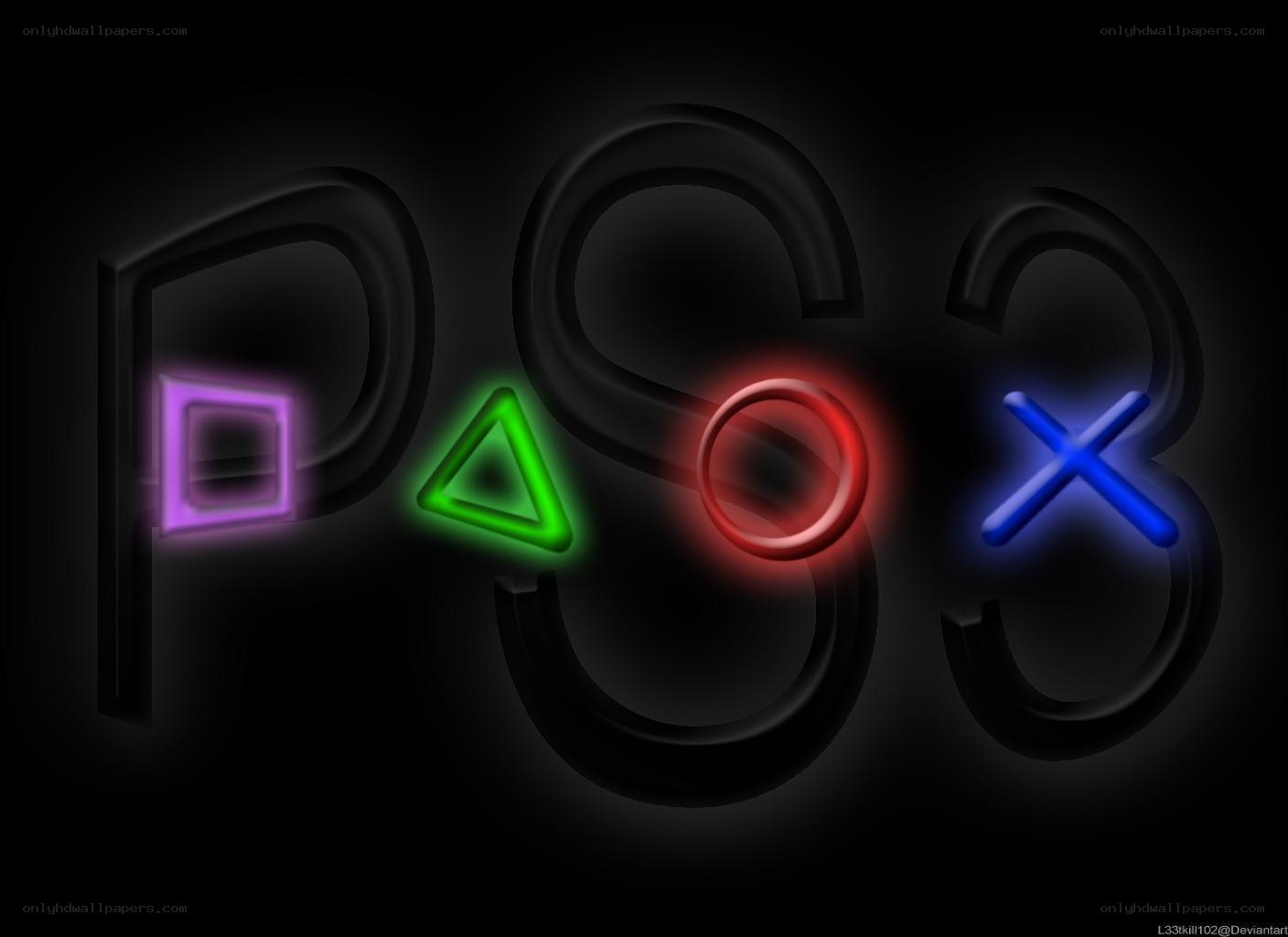 PS3 logo with neon symbols