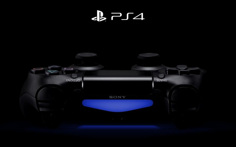 PS4 controller on black background
