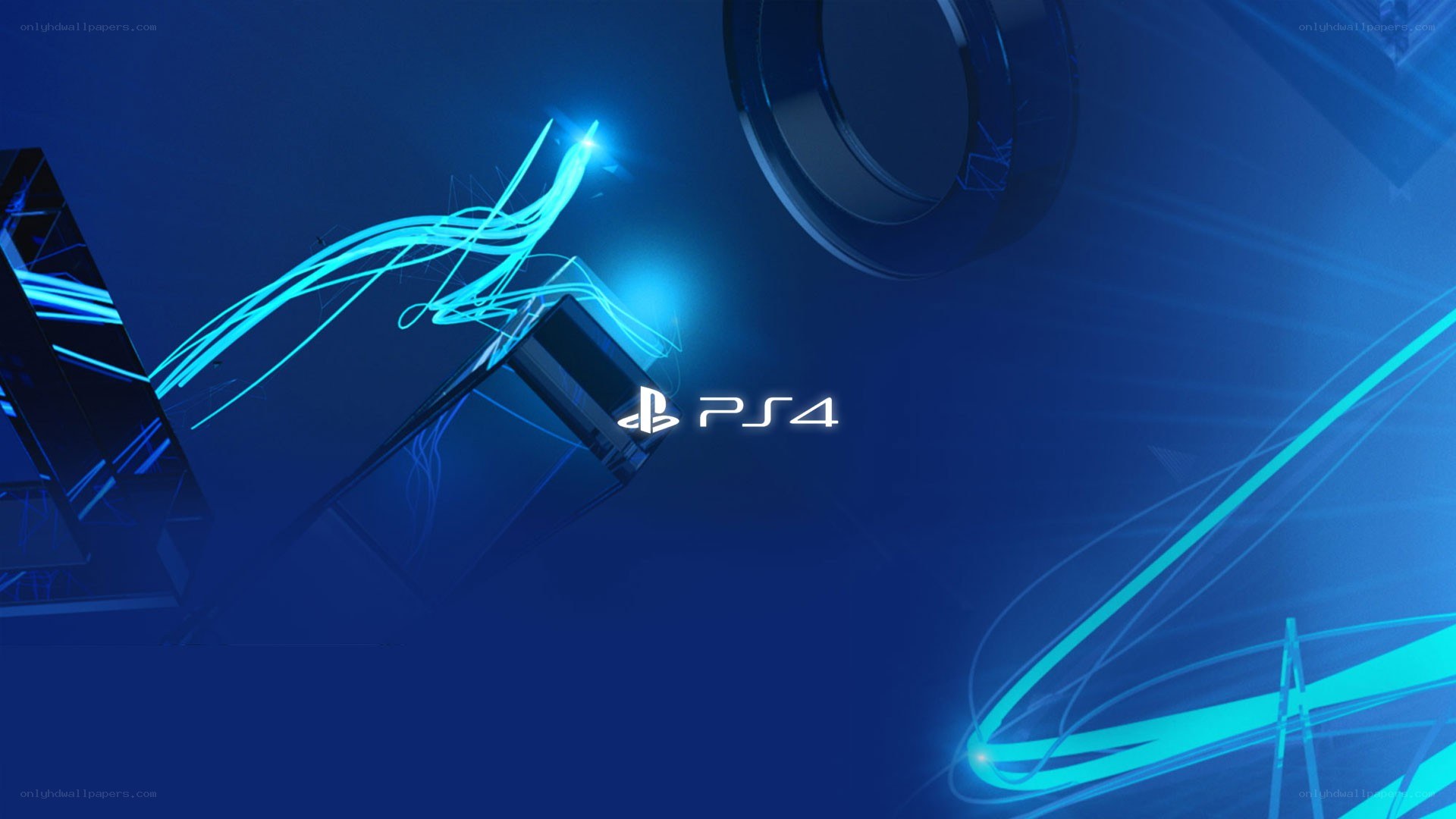 PS4 logo with blue light effects