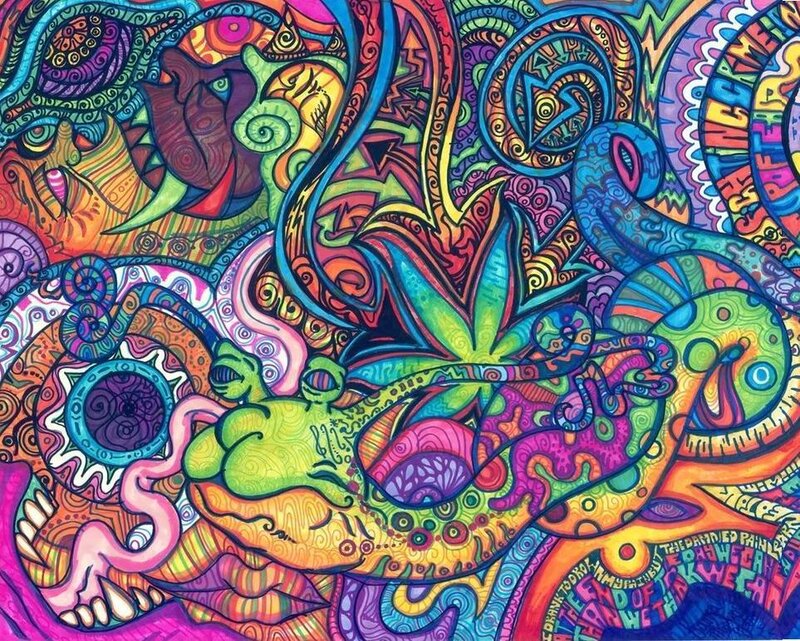 Psychedelic Abstract Art — Green, Vibrant, Illustration