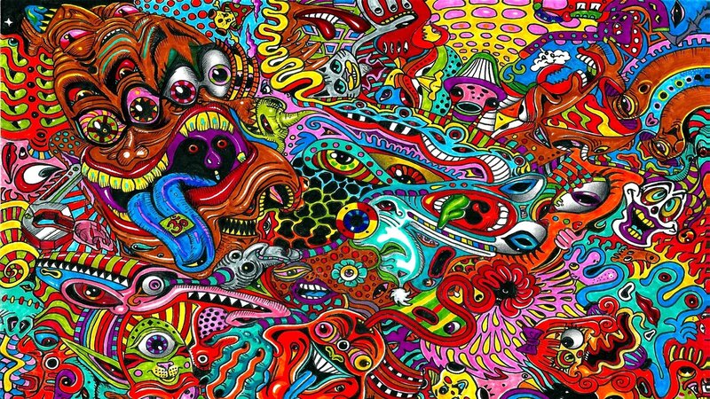 Psychedelic Abstract Creatures — Red, Chaotic, Illustration, Eyes