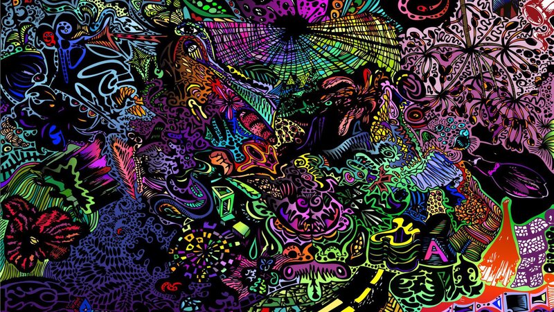 Psychedelic Abstract Pattern — Black