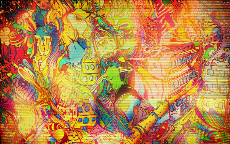 Psychedelic Abstract Pattern — Yellow