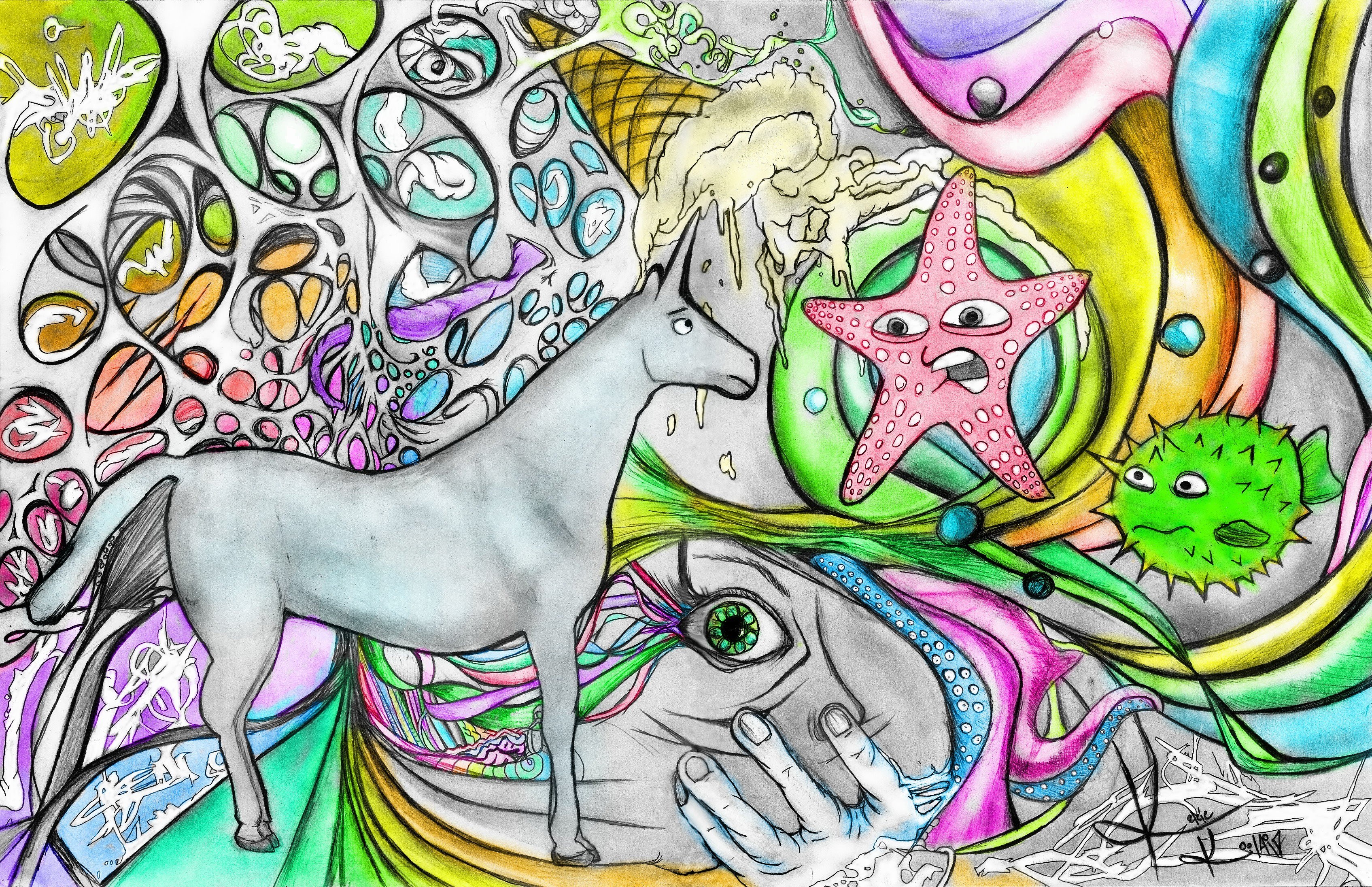 psychedelic animal collage