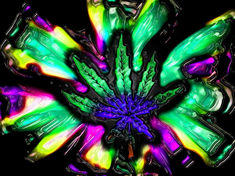 Psychedelic cannabis leaf art