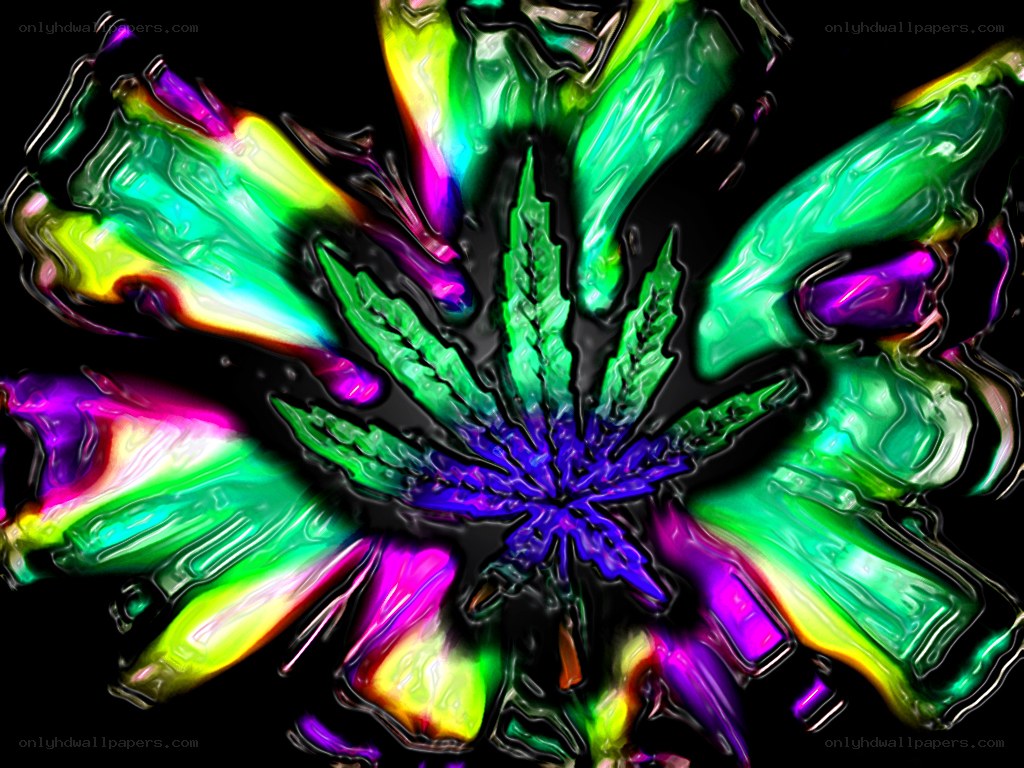 Psychedelic cannabis leaf art
