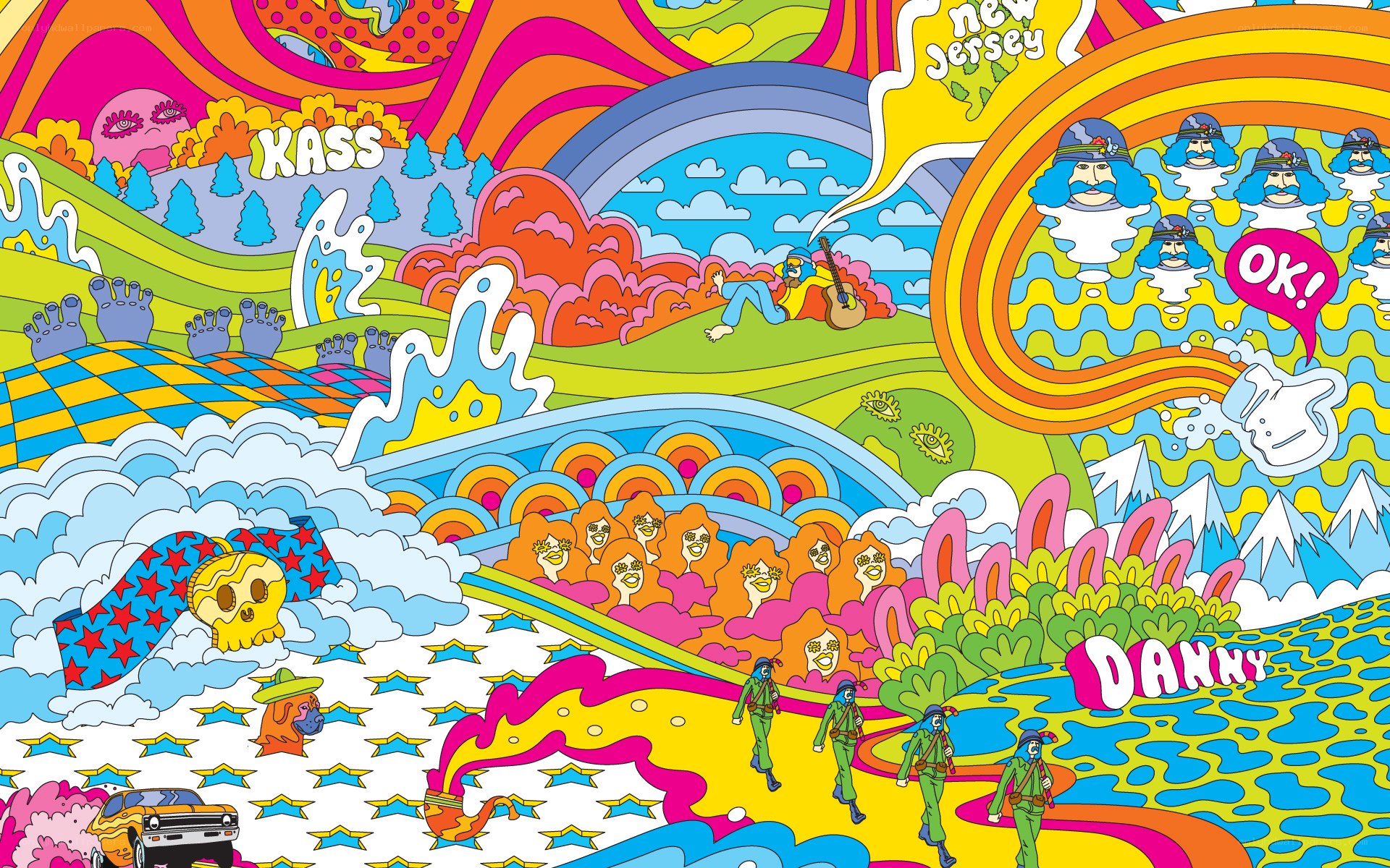 psychedelic cartoon landscape