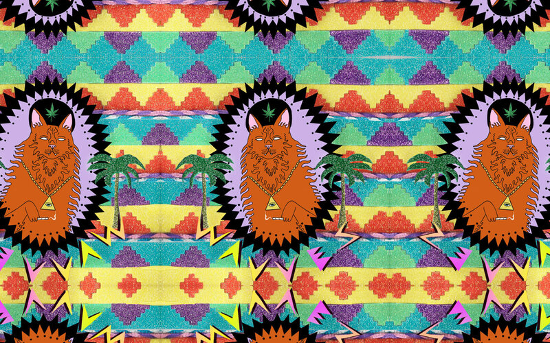 psychedelic cat pattern