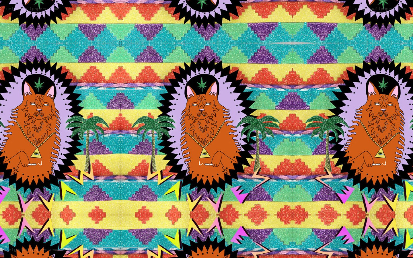psychedelic cat pattern