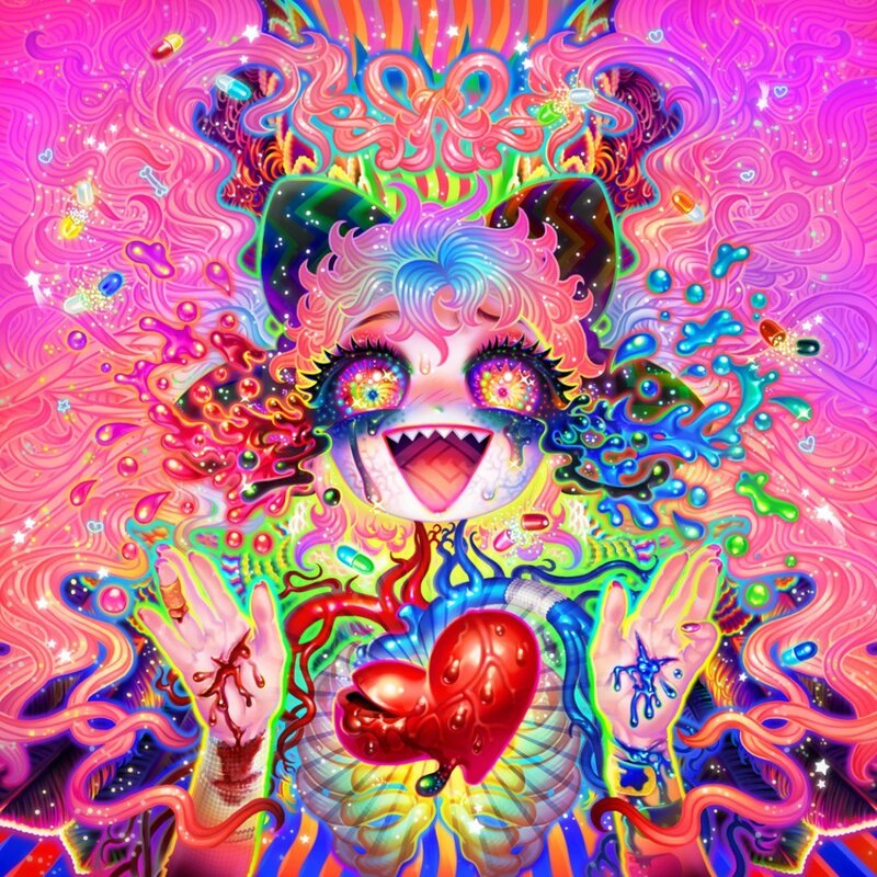 psychedelic character with heart