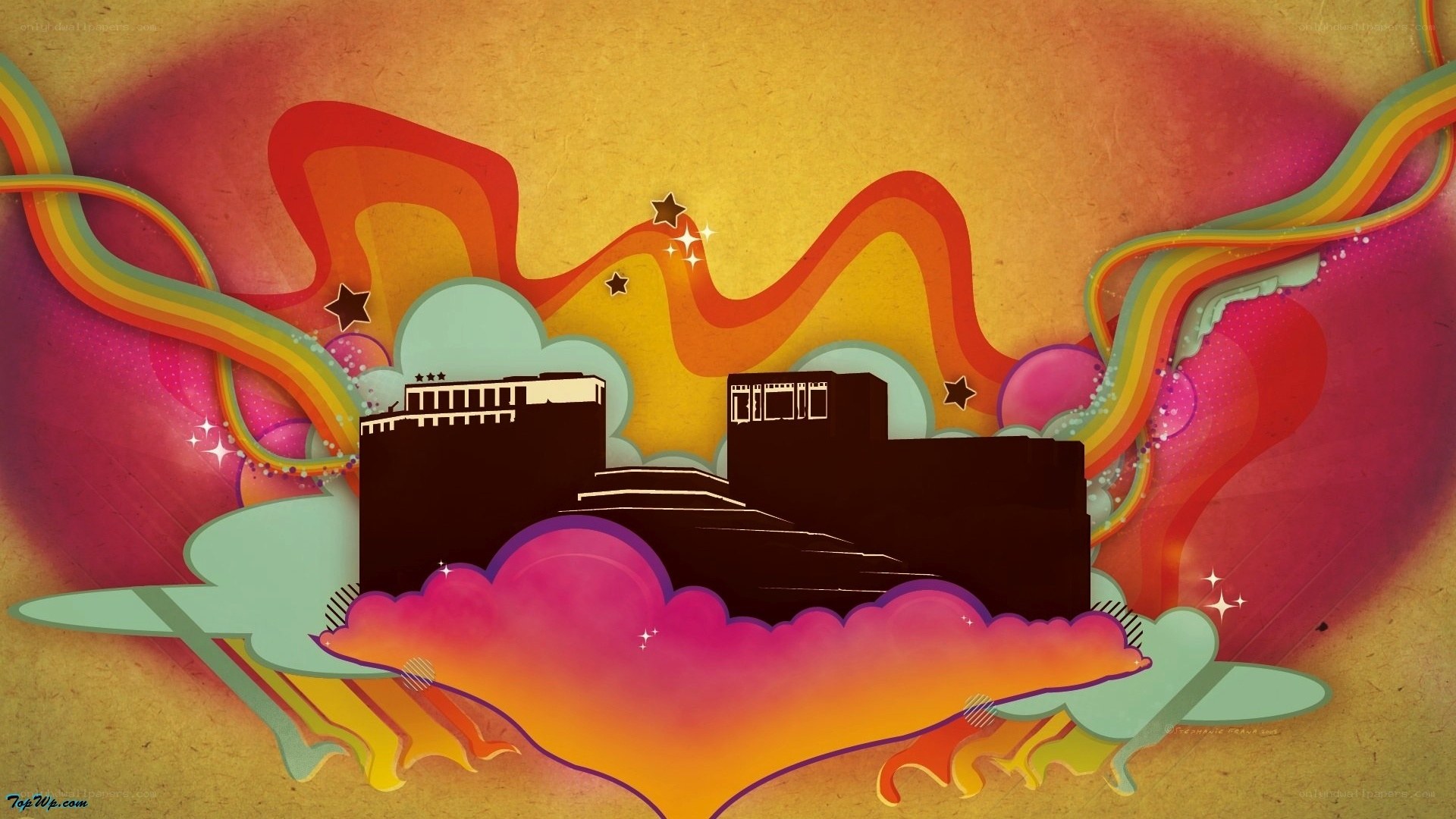 psychedelic cityscape art