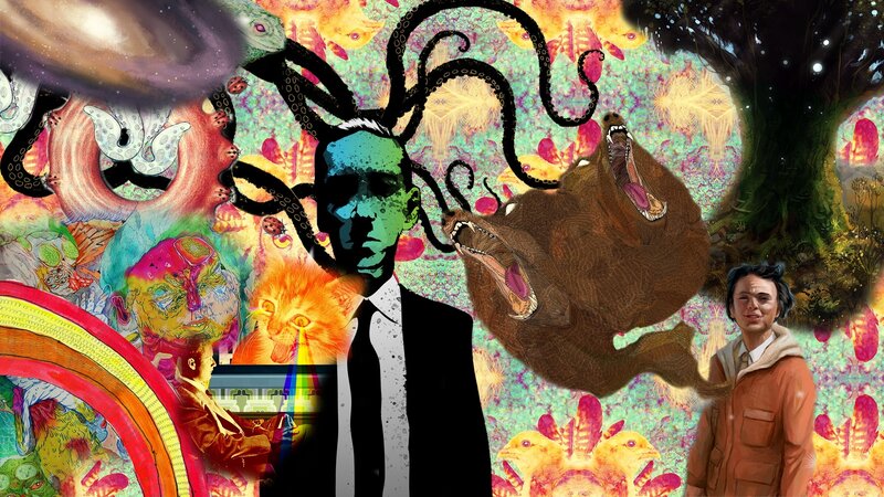 psychedelic collage with surreal figures