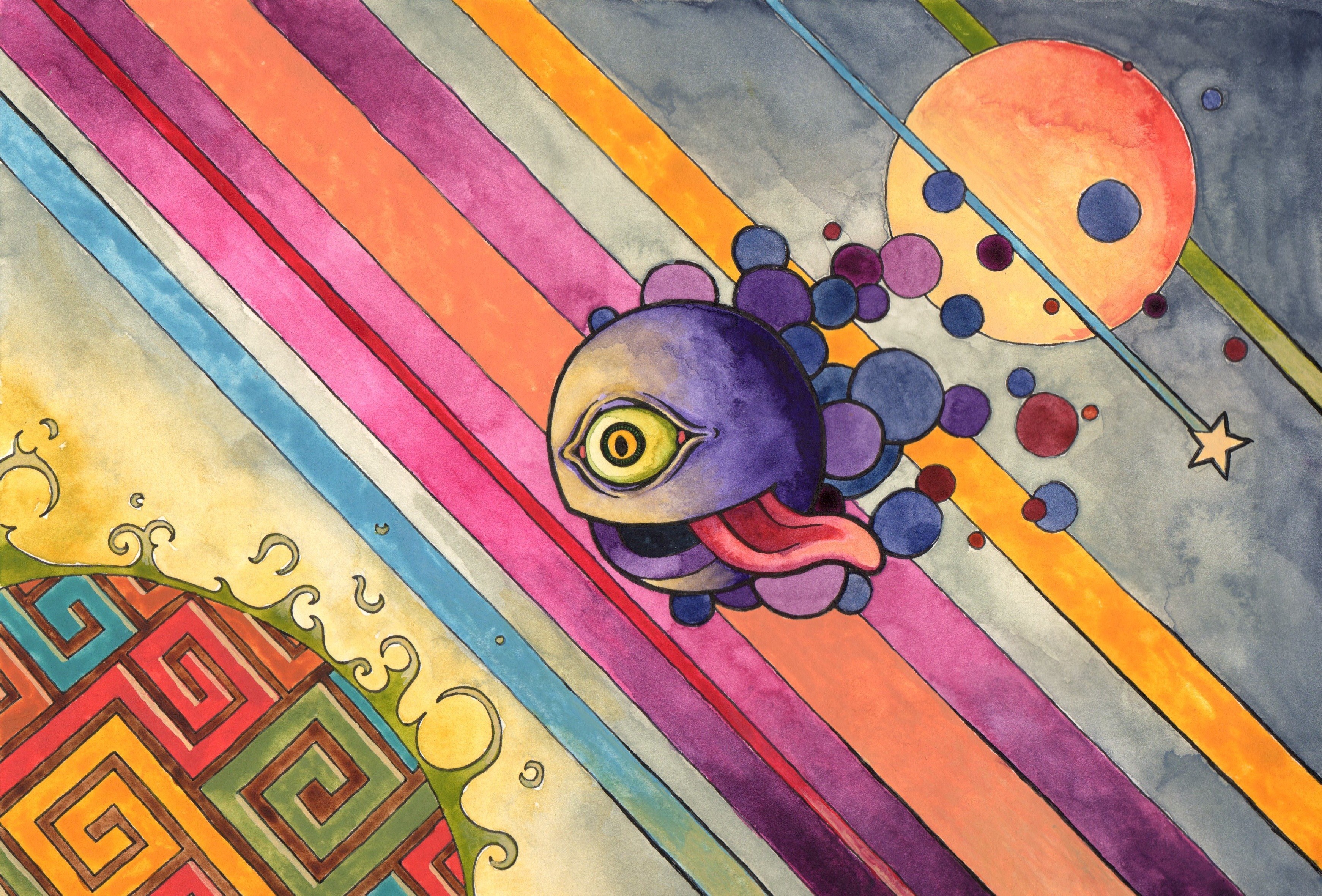 Psychedelic creature in colorful space